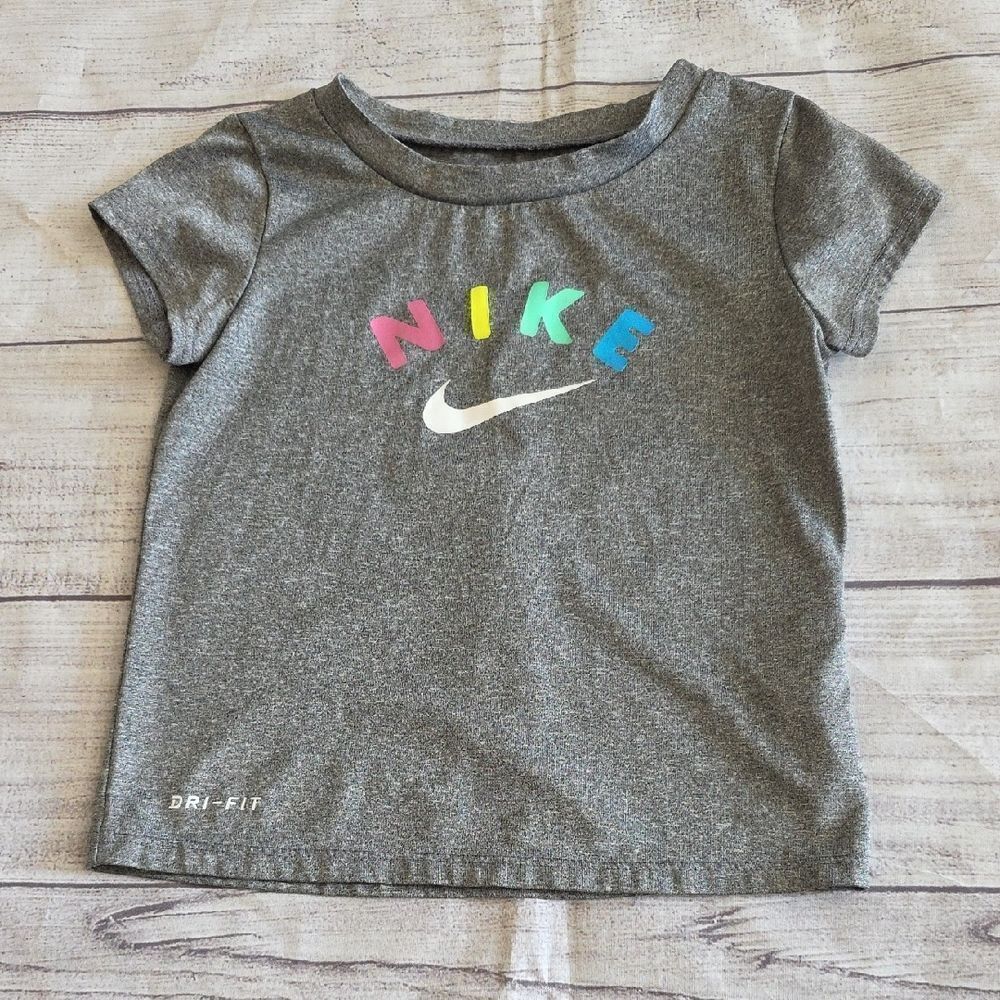 Nike Gray Short Sleeve Tee with Rainbow Logo